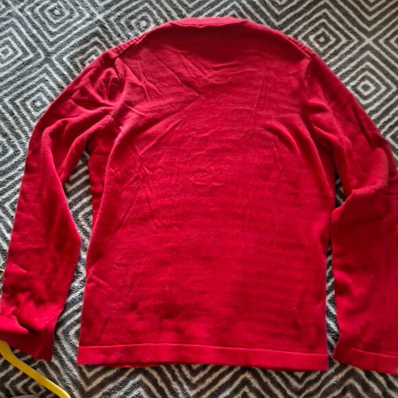 Kenneth Cole Reaction Women’s Red V-Neck Textured Knit Cotton Sweater Size S - Picture 2 of 5